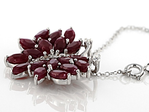 6.05ctw marquise Indian ruby & .34ctw white zircon rhodium over silver butterfly pendant with chain