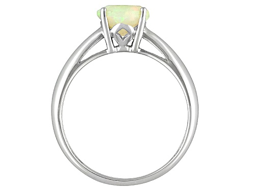 .64ct Round Faceted Ethiopian Opal Rhodium Over 14k White Gold Solitaire Ring - Size 8
