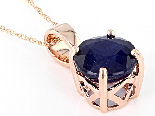 1.70ct Round Blue Mahaleo(R) Sapphire 14k Rose Gold Solitaire Pendant with Chain