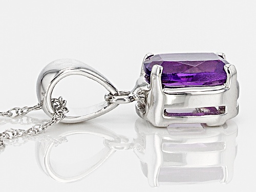 .68ct Rectangular Cushion African Amethyst Rhodium Over 14k White Gold Solitaire Pendant With Chain