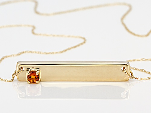 .11ct Round Madeira Citrine Solitaire 10k Yellow Gold Bar Necklace - Size 18