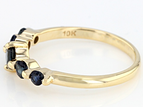 .70ctw Round Blue Sapphire 10k Yellow Gold 5-Stone Band Ring - Size 8