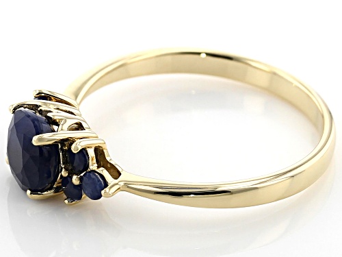 1.08ctw Round Blue Sapphire 10k Yellow Gold Ring - Size 7