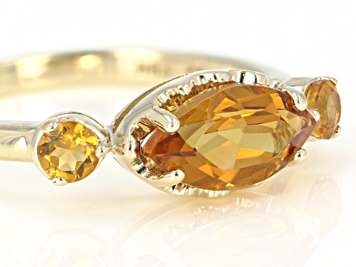 1.02ctw Marquise and Round Citrine 10k Yellow Gold 3-Stone Ring - Size 6