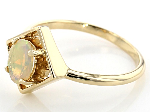 .38ct Oval Ethiopian Opal Solitaire 10k Yellow Gold Ring - Size 8