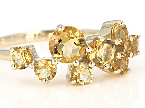 1.12ctw 3mm, 4mm and 5mm Round Citrine 10k Yellow Gold Band Ring - Size 6