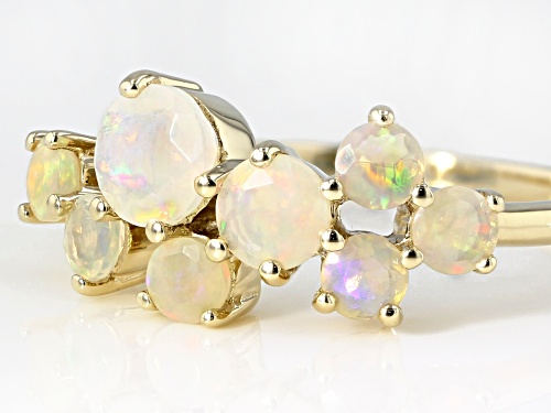 3mm, 4mm and 5mm Round Ethiopian Opal 10k Yellow Gold 8-Stone Band Ring - Size 7