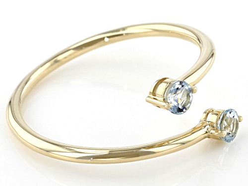 .17ctw Round Aquamarine 10k Yellow Gold 2-Stone Bypass Ring - Size 6