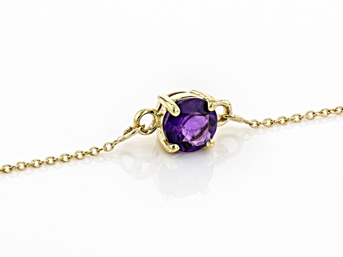 .37ct Round African Amethyst Solitaire, 10k Yellow Gold Bracelet - Size 8