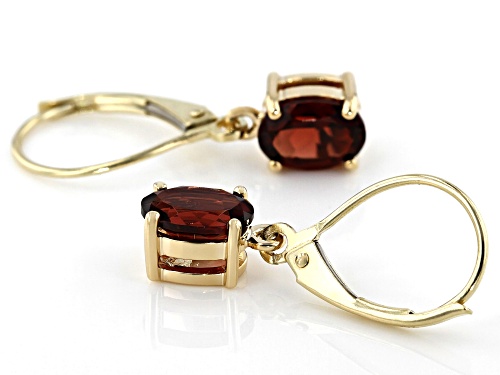 1.62ctw Oval Vermelho Garnet™ Solitaires, 10k Yellow Gold Dangle Earrings