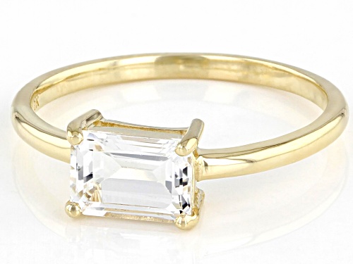 1.05ctw Rectangular Octagonal White Topaz 10k Yellow Gold Solitaire Ring - Size 6