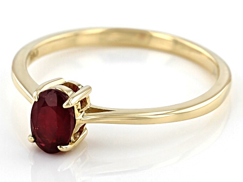 0.61ct Oval Mahaleo® Ruby 10K Yellow Gold Ring - Size 9