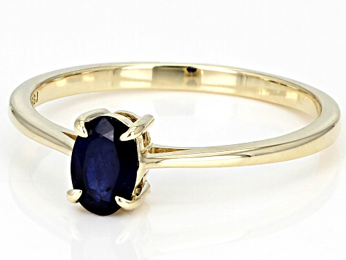 0.48ct Oval Blue Sapphire 10k Yellow Gold Ring - Size 7