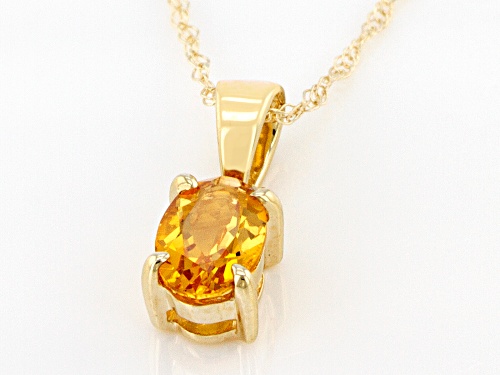 0.34ct Oval Citrine 10k Yellow Gold Pendant With Chain