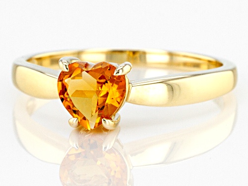.60ct Heart Shape Brazilian Citrine 10k Yellow Gold Solitaire Ring - Size 8