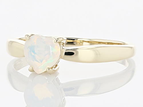 0.30ctw Heart Shaped Ethiopian Opal 10k Yellow Gold Heart Ring - Size 8