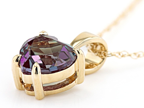 .88ct Heart Shape Lab Created Alexandrite 10k Yellow Gold Pendant With Chain