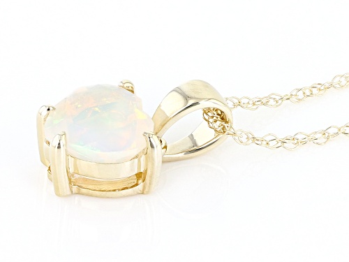 0.30ct Multi Color Opal 10K Yellow Gold Pendant With Chain