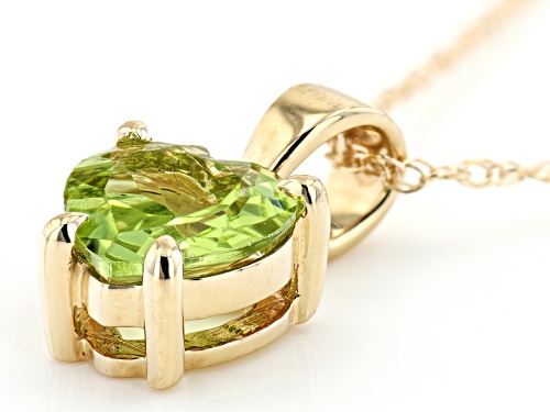 .65ct Heart Shape Manchurian Peridot™ 10k Yellow Gold Pendant With Chain