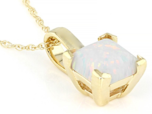 0.50ct Lab Created Opal 10k Yellow Gold Solitaire Pendant With Chain