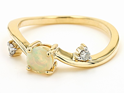 0.26ctw Ethiopian Opal And 0.06ctw White Diamond 10K Yellow Gold Ring - Size 7