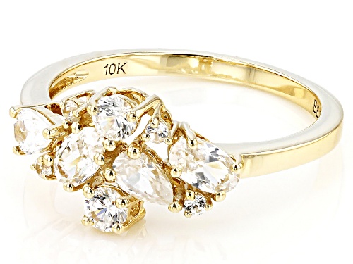 1.37ctw White Zircon 10k Yellow Gold April Birthstone Band Ring - Size 7