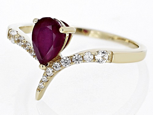 1.04ct Mahaleo® Ruby With 0.25ctw White Zircon 10k Yellow Gold Ring - Size 8