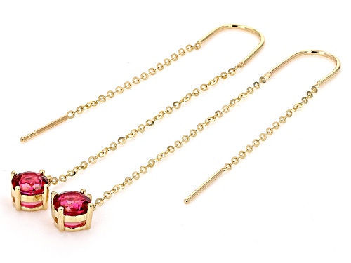 1.24ctw Mahaleo® Ruby 10k Yellow Gold Threader Earrings