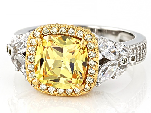 Lisa Mason For Bella Luce® 4.83ctw Yellow And White Diamond Simulants Platinum Over Silver Ring - Size 8