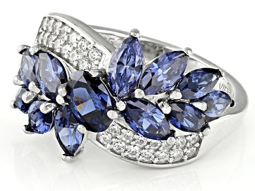 Lisa Mason For Bella Luce® 3.29ctw Tanzanite And White Diamond Simulants Platinum Over Silver Ring - Size 7