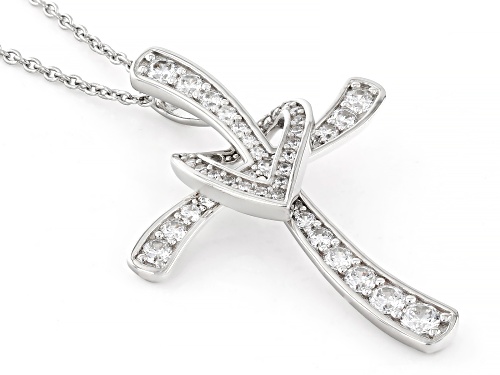Lisa Mason For Bella Luce® 2.10ctw Diamond Simulant Platinum Over Silver Heart Of Love Cross Pendant