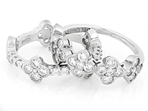 Lisa Mason For Bella Luce® 2.44ctw White Diamond Simulant Platinum Over Silver Clover Ring Set - Size 7