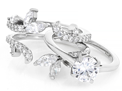 Lisa Mason For Bella Luce® 5.79ctw White Diamond Simulant Platinum Over Silver Perfect Cut Ring Set - Size 8