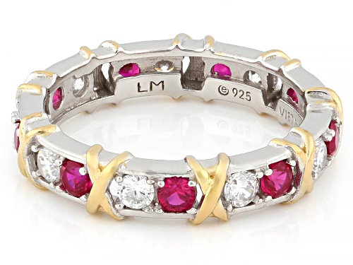 Lisa Mason For Bella Luce® Lab Ruby & Diamond Simulant Platinum Over Silver & Eterno™ Yellow Ring - Size 9