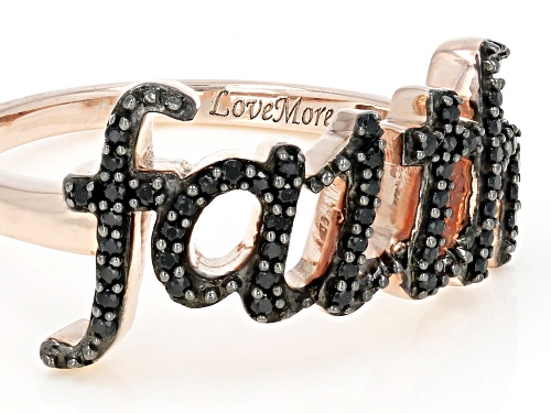 Black Spinel 18K Rose Gold Over Silver Faith Ring - Size 5
