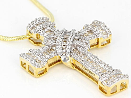 Bella Luce ® 1.47CTW 18K Yellow Gold Over Silver Cross Pendant W/ Chain