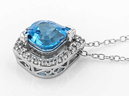 Swiss blue topaz and white zircon 1.90ctw onion and round, rhodium over sterling silver