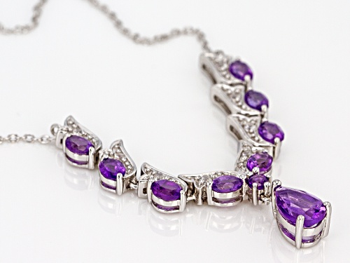 1.80ctw Mixed Shape African Amethyst With .15ctw White Zircon Sterling Silver Necklace - Size 18