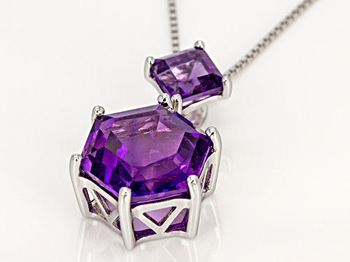 7.62CTW HEXAGONAL AND SQUARE OCTAGONAL AFRICAN AMETHYST STERLING SILVER SLIDE WITH CHAIN
