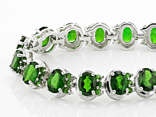 18.43ctw Oval & Round Russian Chrome Diopside Sterling Silver tennis Bracelet - Size 8