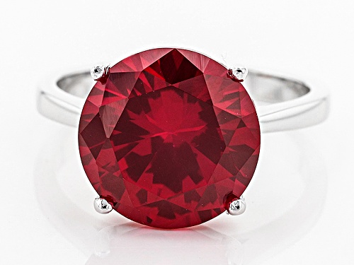 7.27ct Round Lab Created Ruby Rhodium Over Sterling Silver Solitaire Ring - Size 9