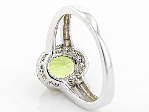 1.36ct Oval Manchurian Peridot™ With .27ctw Round White Zircon Sterling Silver Ring - Size 11