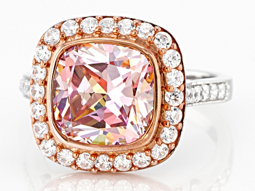 Bella Luce Luxe ™ Fancy Morganite Simulant And White Cubic Zirconia Rhodium Over Ring - Size 6