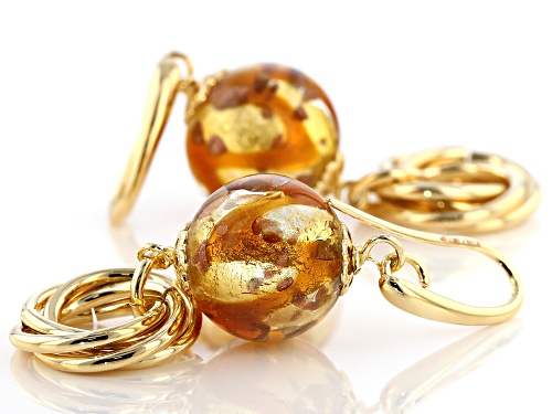 Moda Al Massimo® 18k Yellow Gold Over Bronze Rosetta Bead Dangle Earrings