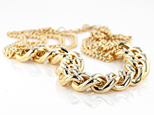 Moda Al Massimo® 18k Yellow Gold Over Bronze Multi-Strand Graduated Curb 20 1/2 Inch Necklace - Size 20.5