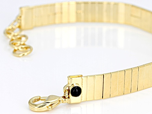 Moda Al Massimo® 0.20ct Onyx 18k Yellow Gold Over Bronze Omega 7 1/2 Inch + 1 inch Extender Bracelet - Size 7.5