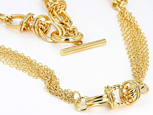Moda Al Massimo® 18k Yellow Gold Over Bronze Multi-Strand Designer Station 34 Inch Necklace - Size 34