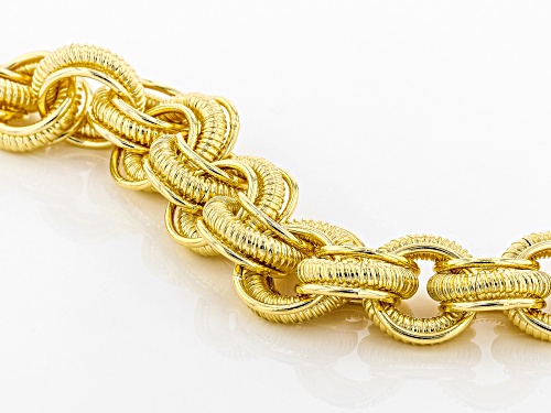 Moda Al Massimo® 18k Yellow Gold Over Bronze Textured Interlocking Rolo 9 Inch Bracelet - Size 9