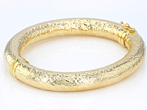 Moda Al Massimo® 18k Yellow Gold over Bronze Hammered 7 inch Bangle Bracelet - Size 7