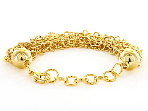 Moda Al Massimo® 18k Yellow Gold Over Bronze Multi-Row Diamond Cut Cable 7 inch Bracelet - Size 7